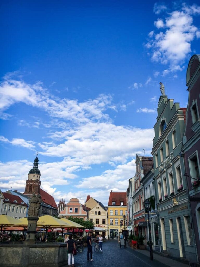 Martkplatz Cottbus with its Barocue facades can be visited on a day trip from Berlin