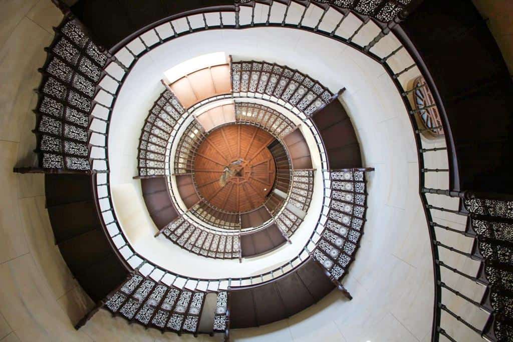 The staircase to the tower of Jagdschloss Granitz on Rügen Island