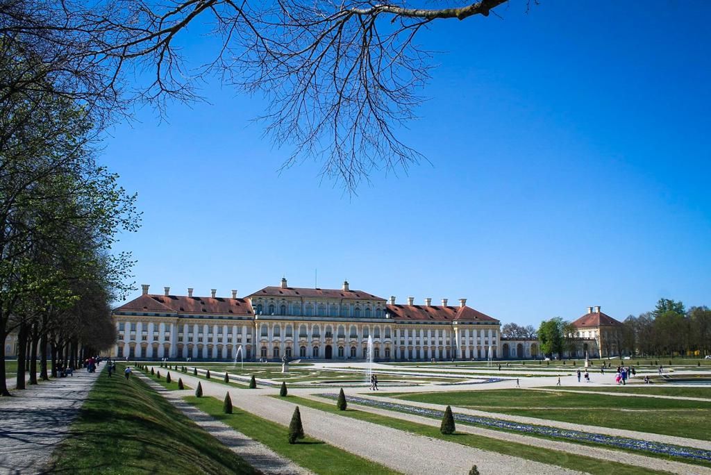 View to the 300 meter long Baroque facade of Schleissheim Palace