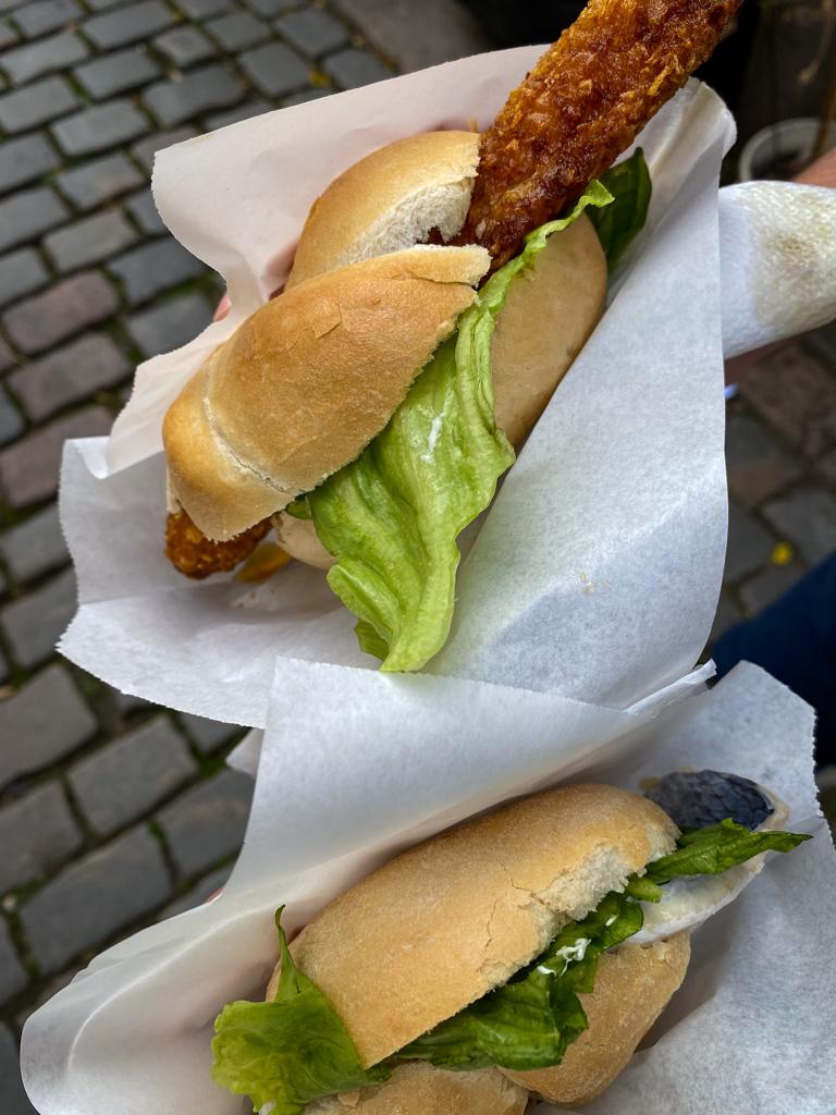 What to do in Hamburg? Try a traditional fish sandwich (Fishbrötchen).