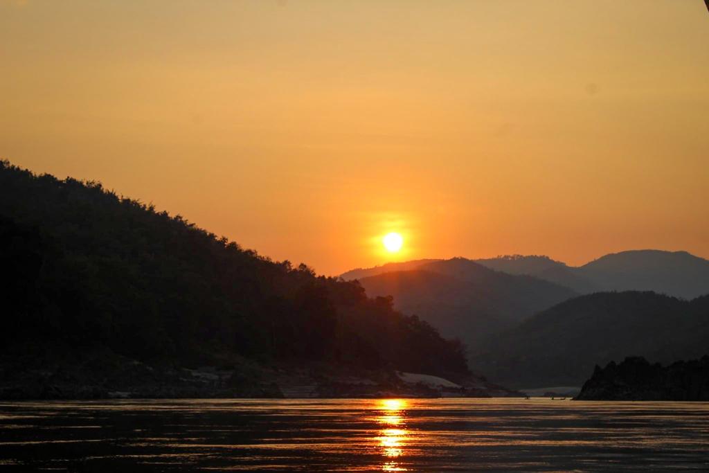 Sunset on the Mekong River from the slow boat to Laos