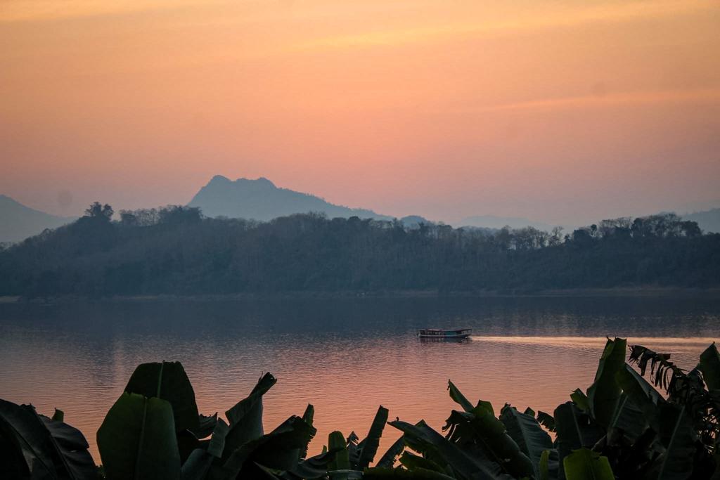 Sunset over Mekong River from Luang Prabang