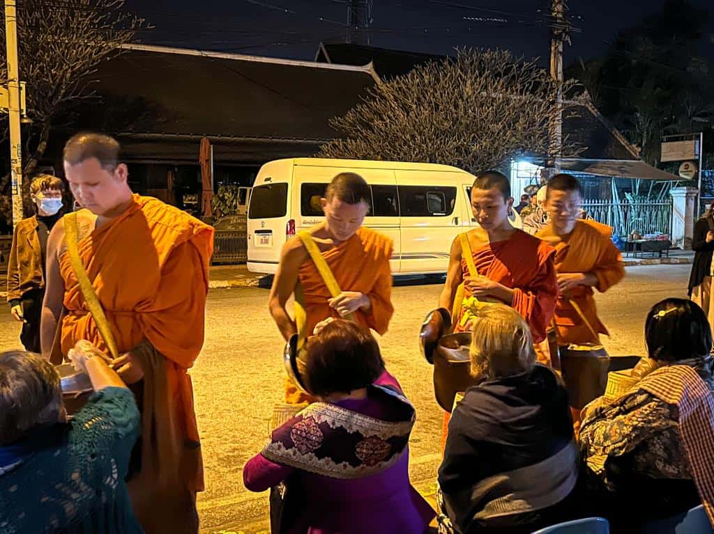 Almsgiving ceremony in Luang Prabang